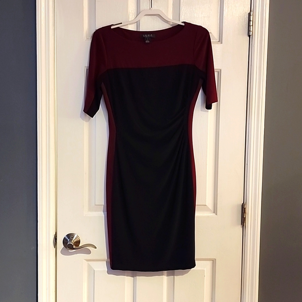 Ralph Lauren Ruched Color Block Dress Sz 10
